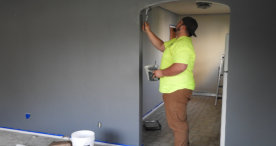 a man decorating